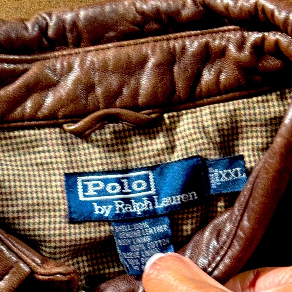 Ralph Lauren Polo Chocolate Brown Leather Jacket XXL Blue Label